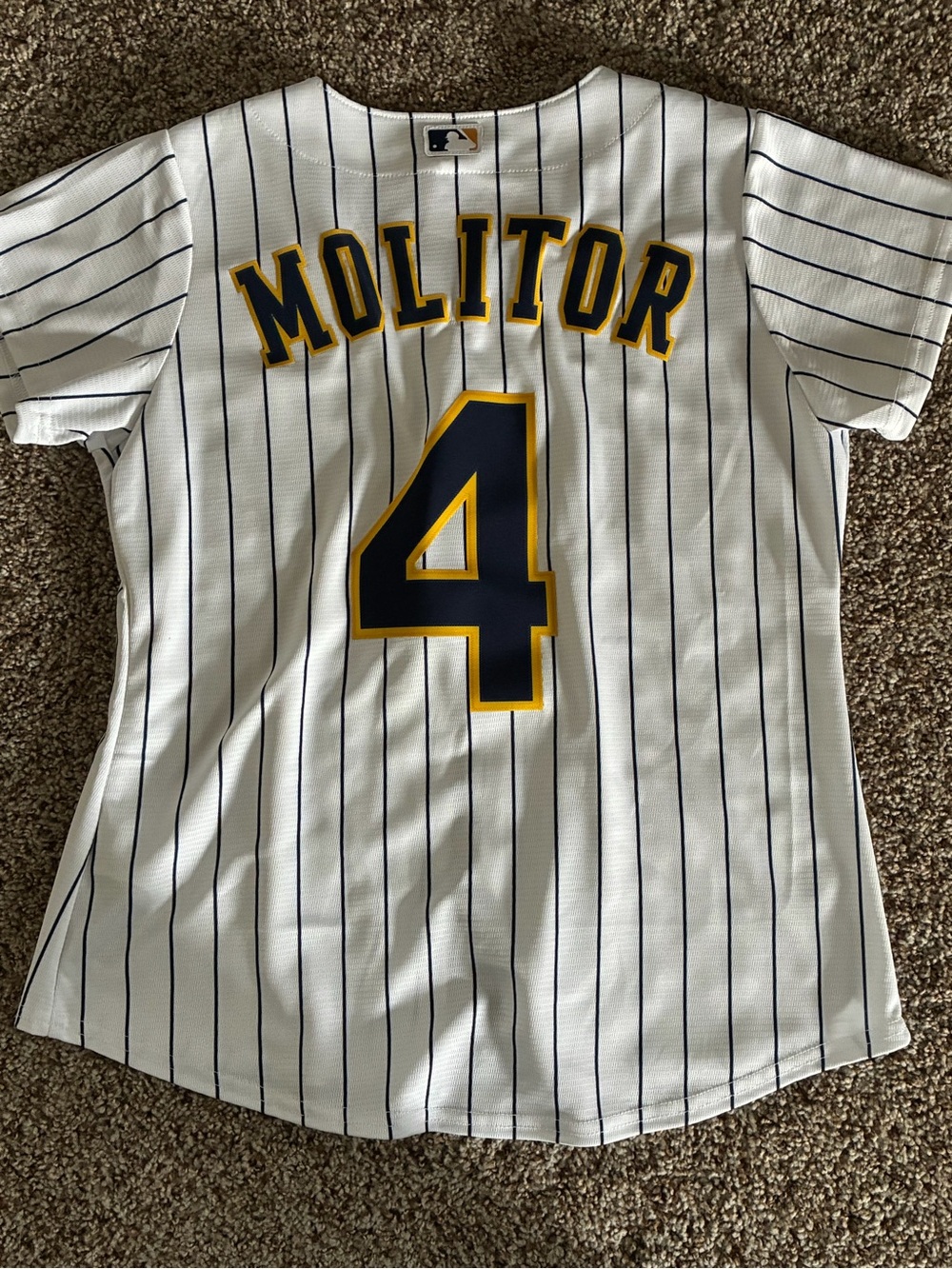 NWT Nike Women's Milwaukee Brewers Pinstripe Molitor Baseball Jersey Size M - Picture 5 of 5
